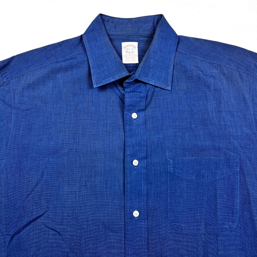 Brooks Brothers Makers Shirt Mens 16.5 - 36 Dark Blue Chambray Ivy USA VTG
